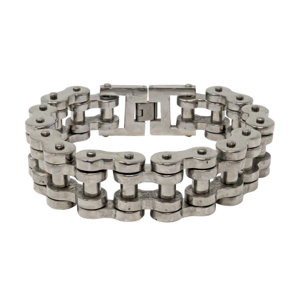 Closeup photo of Stainless Steel Bike Chain Bracelet -Large