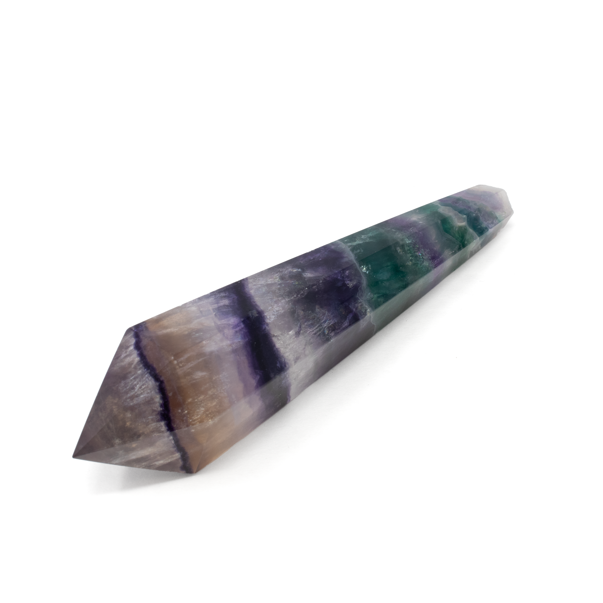 Rainbow Fluorite Tapered Point with Stainless Steel Spiral Stand Rainbow Fluorite Tapered Point with Stainless Steel Spiral Stand