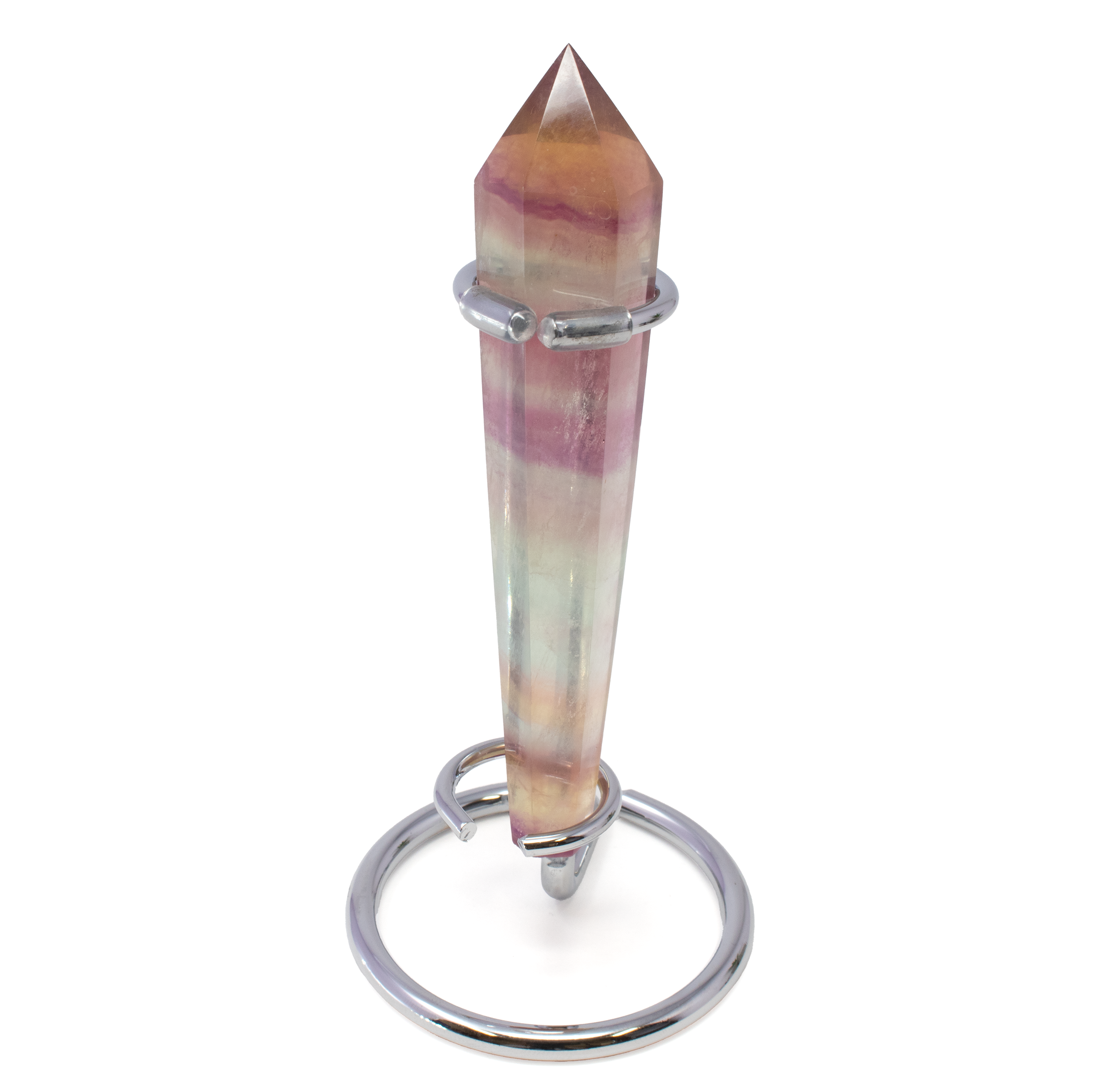 Candy Fluorite Tapered Point with Stainless Steel Spiral Stand