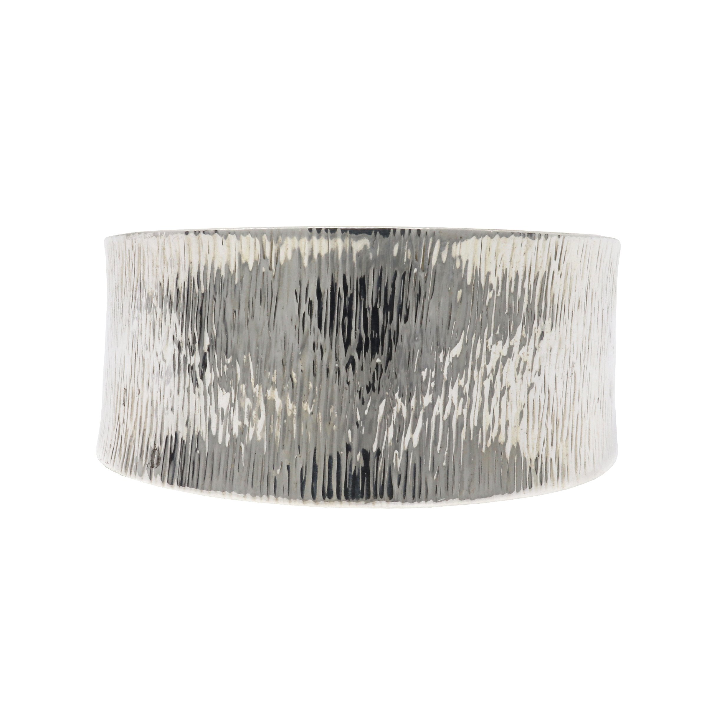 Sterling Silver Textured Cuff Bracelet -1"+ Edged