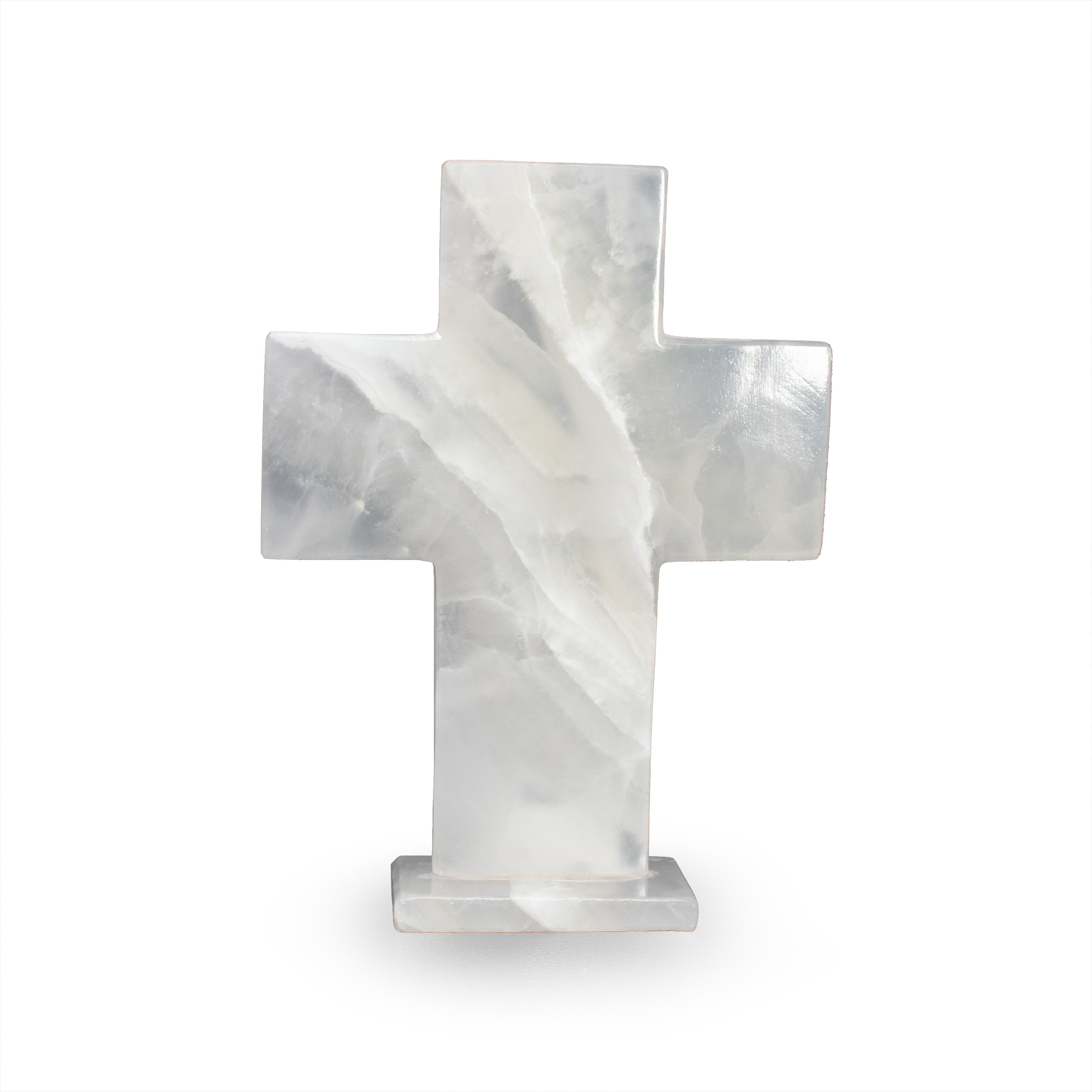 Ice Amber Onyx Cross Carving