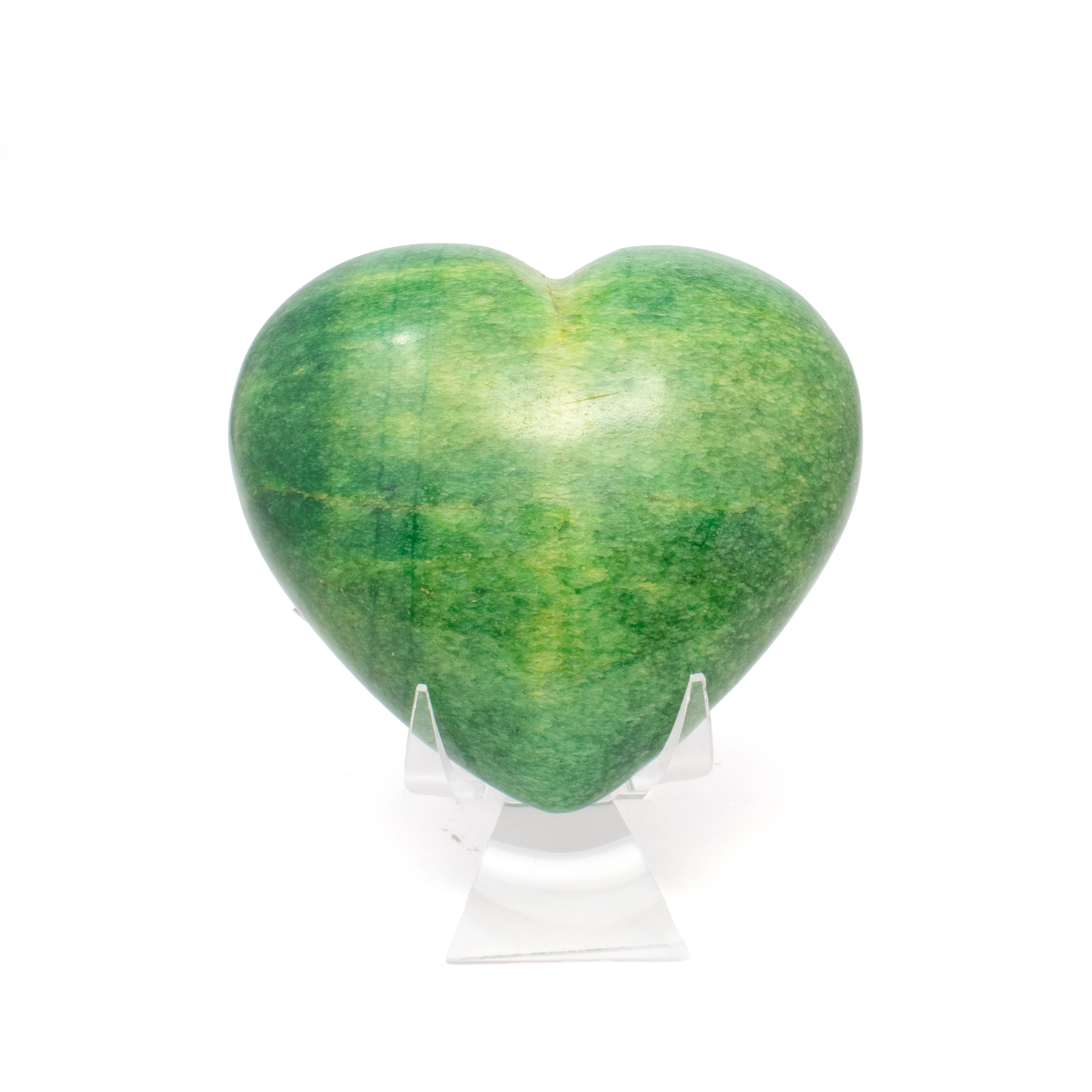 Dyed Green Onyx Heart - Medium on Lucite Stand