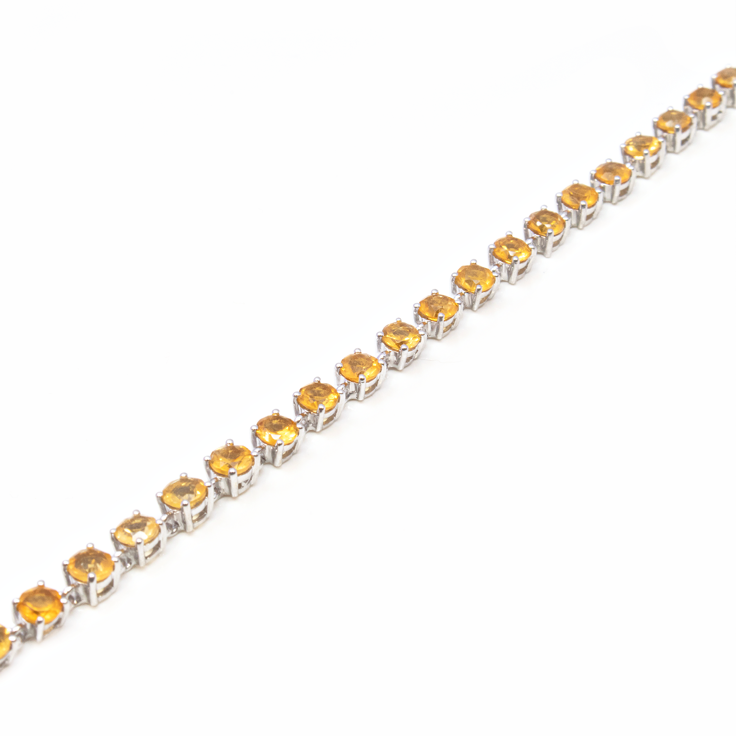 Faceted Citrine Link Bracelet - 24 4mm Rounds Prong Set with 925 Sterling Silver - Deep Orange Hue Faceted Citrine Link Bracelet - 24 4mm Rounds Prong Set with 925 Sterling Silver - Deep Orange Hue