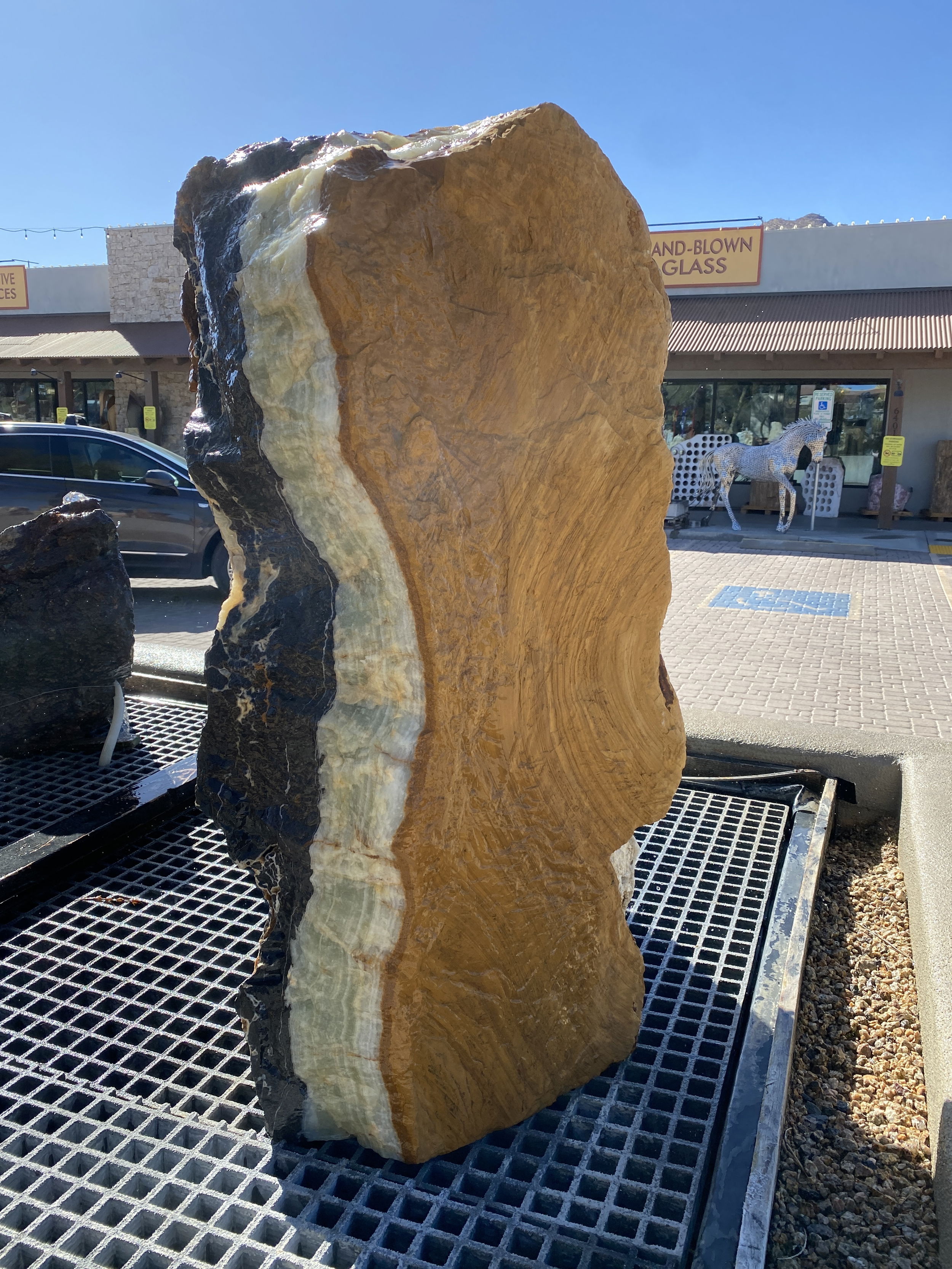 Green Talan Onyx fountain Rock set of 3 ( First of 3) Green Talan Onyx Fountain ***NO Basin - Boulder with Distinctive Bands
