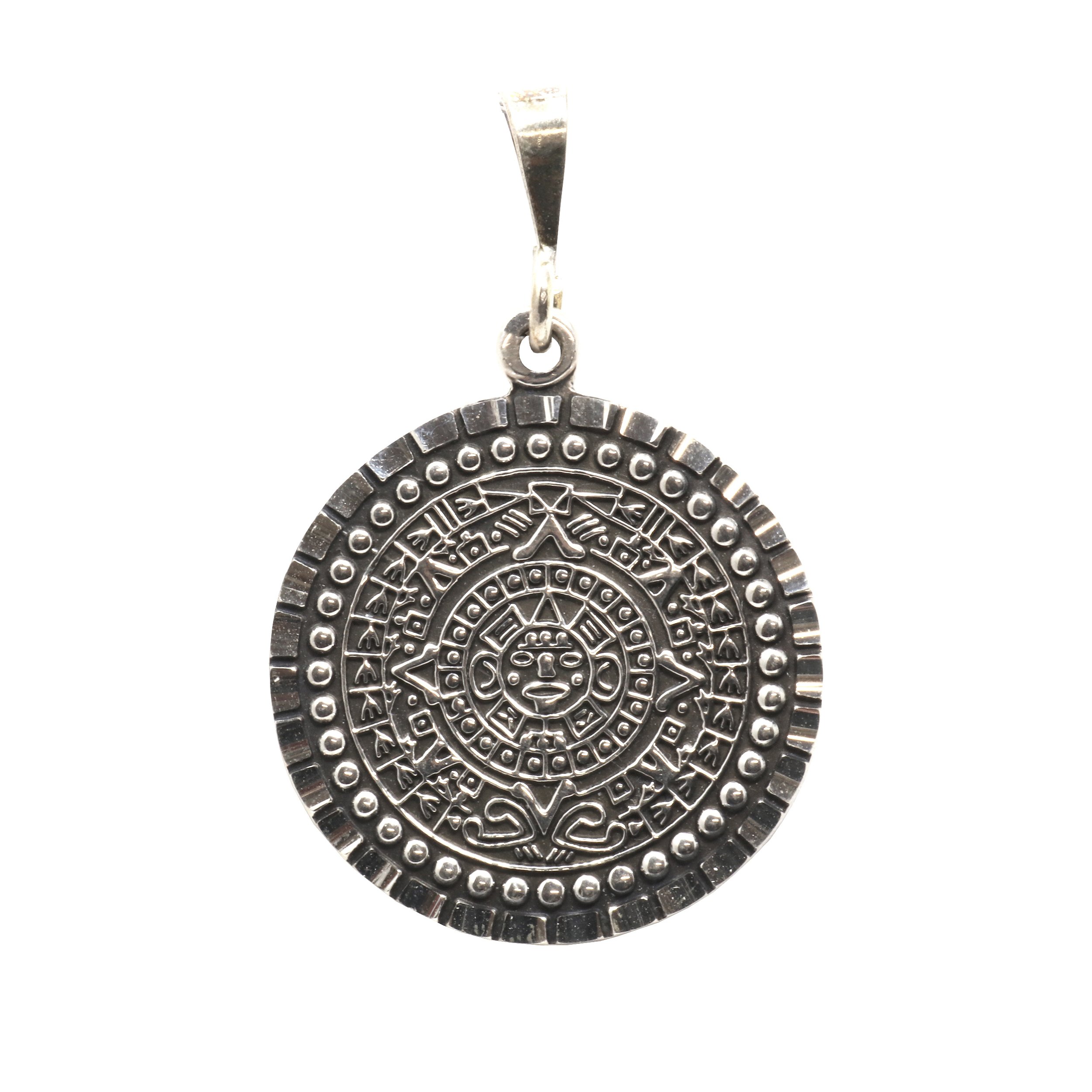 Sterling Silver Pendant -Mayan Inspired Coins