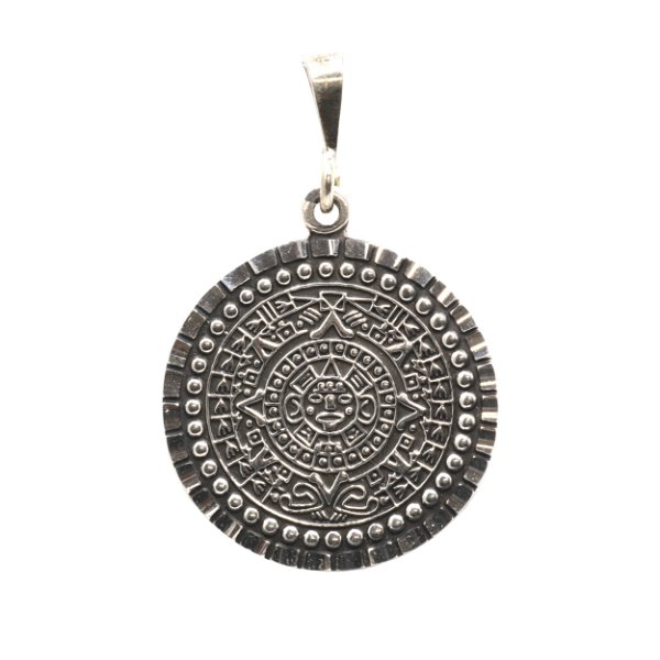 Closeup photo of Sterling Silver Pendant -Mayan Inspired Coins
