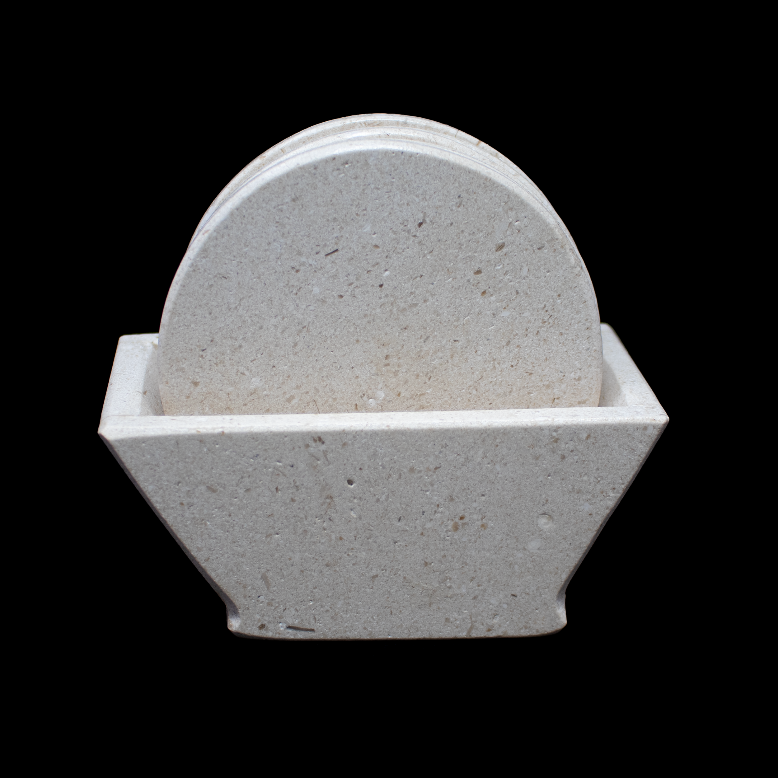 Bring refined natural beauty to your space with this set of 6 Beige Travertine Onyx Coasters, expertly handcrafted from genuine stone. The round silhouette showcases the warm, creamy tones of travertine fused with the intricate banding of onyx, creating a harmonious blend of texture and color. No two coasters are alike, making each one a unique accent piece.Durable and timeless, these coasters offer reliable protection against heat and moisture while elevating your table setting with understated elegance. The included matching holder ensures easy organization and a polished look when not in use. Beige Travertine Onyx Coasters - Set of 6 with Holder - Rounds