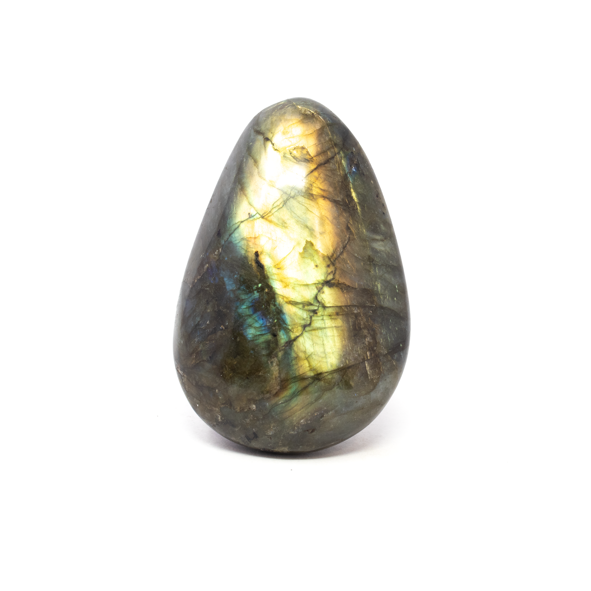 Hand-polished to a smooth, luxurious finish, this A+ Labradorite Palm Stone from Madagascar showcases vivid flashes of blue, gold, and copper—classic signs of its prized labradorescence. Compact and comfortably shaped, it’s ideal for meditation, energy work, or as a stunning addition to any crystal collection.Believed to support transformation and protect against negative energy, Labradorite blends beauty with meaning. A perfect gift or personal talisman for those drawn to mystical, natural elegance. A+ Labradorite Palm Stone from Madagascar