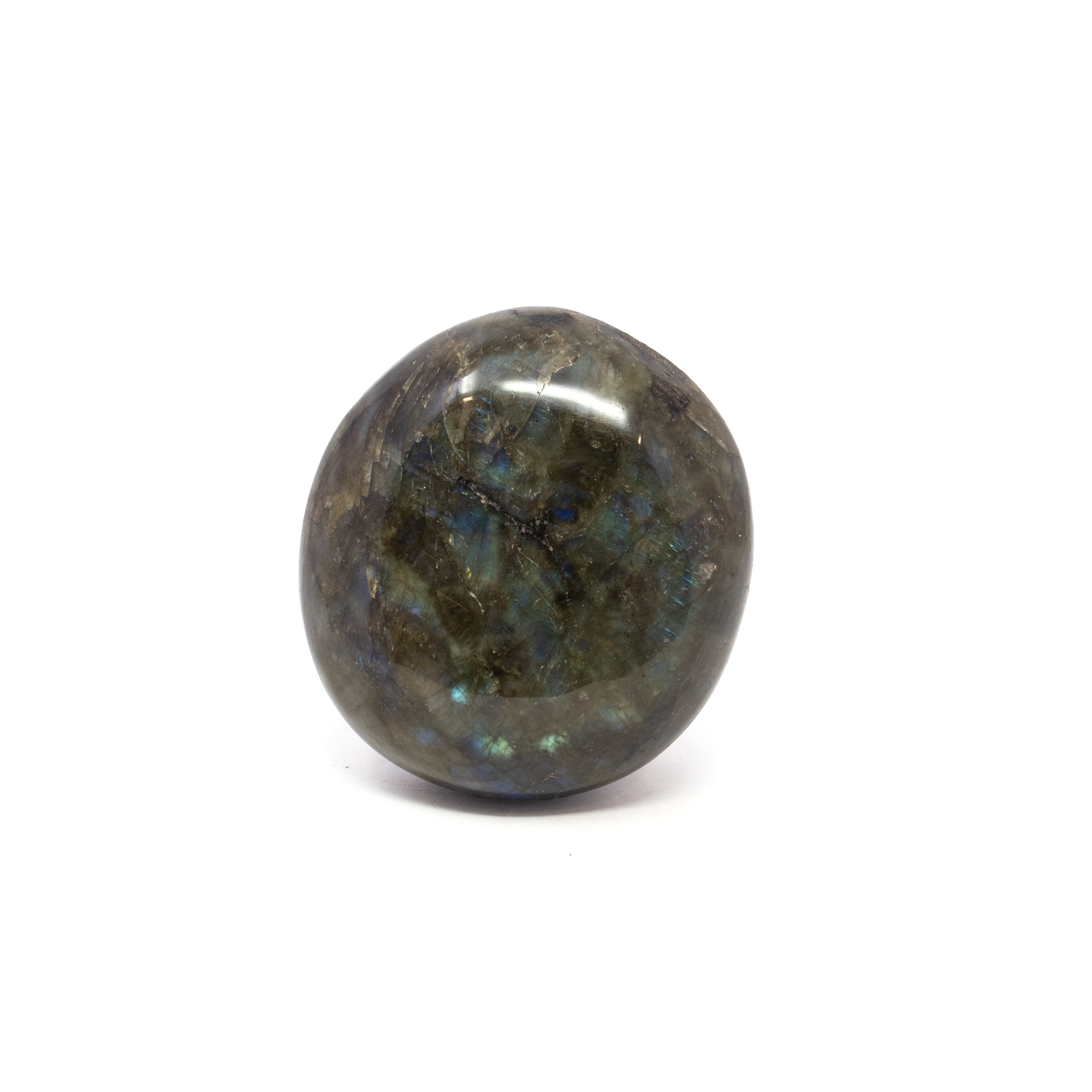This polished Labradorite Palm Stone from Madagascar showcases flashes of blue and green in a stunning display of labradorescence. Smooth and soothing to the touch, it’s ideal for meditation, energy work, or as a striking decorative piece.Believed to enhance intuition and inner transformation, Labradorite is a favorite among collectors and healers alike—offering both visual magic and powerful energy in one captivating stone. A Quality Labradorite Palm Stone from Madagascar