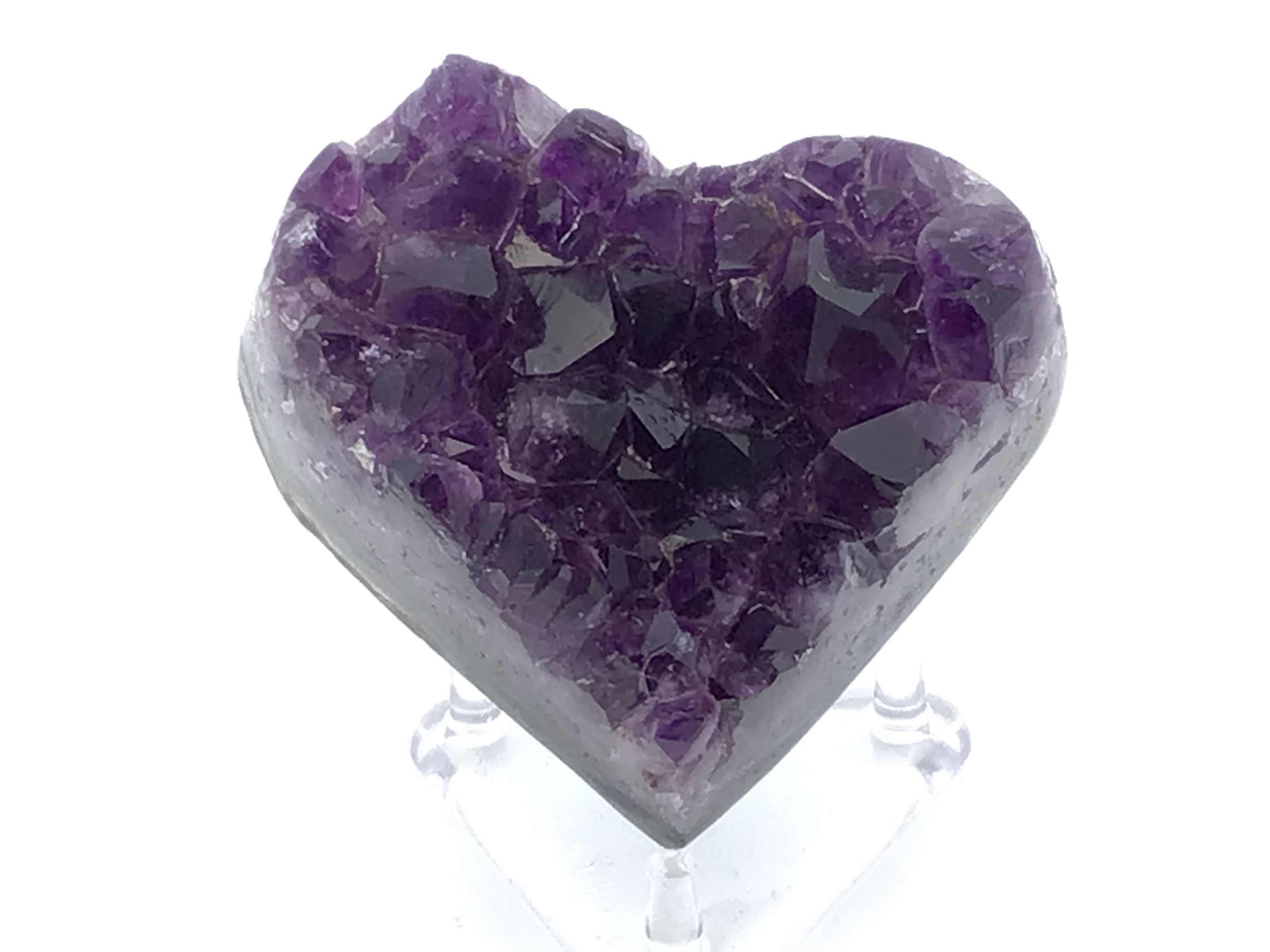 Amethyst Crystal Heart on Lucite Cluster Stand