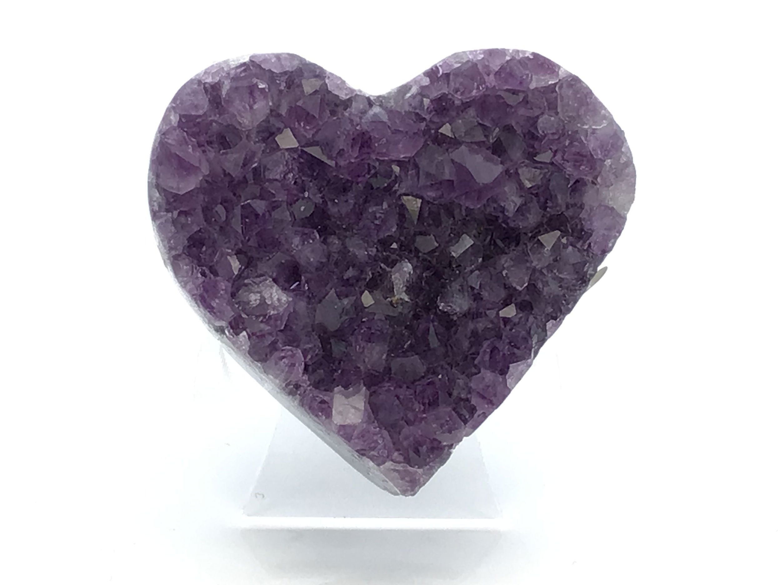 Amethyst Crystal Heart on Lucite Cluster Stand