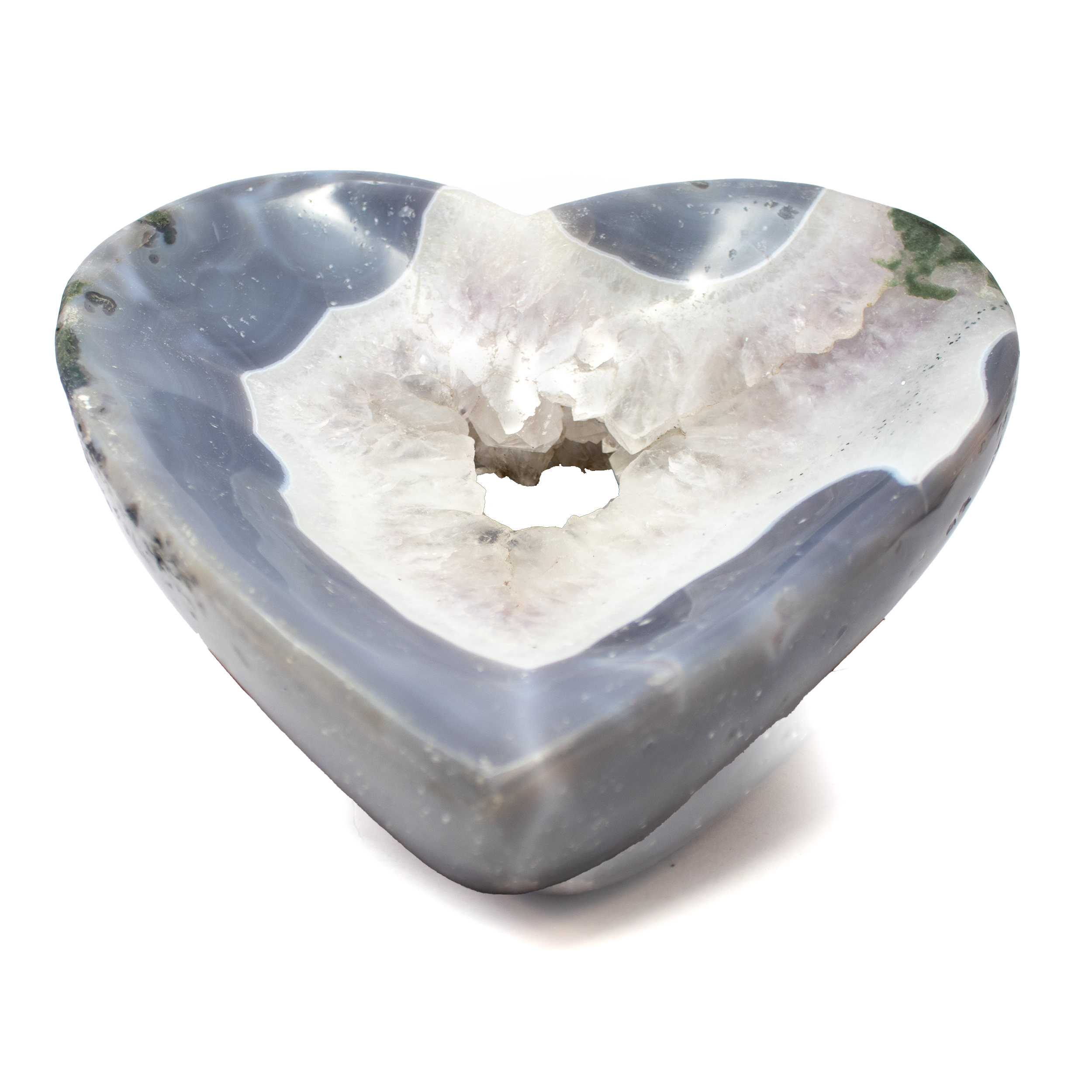 Agate Heart Vessel with Crystal Pocket Ring in Center
