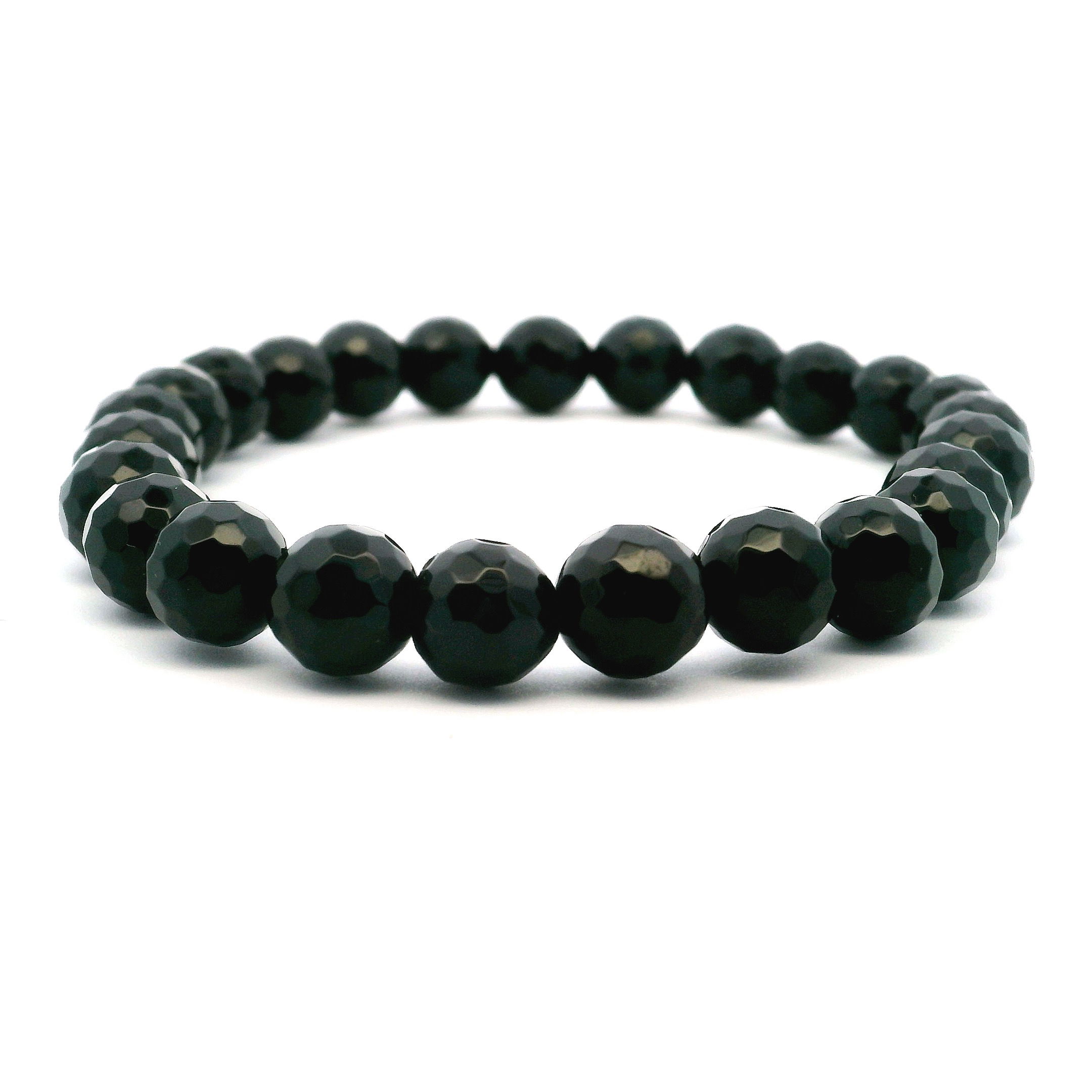 Black Onyx Beaded Bracelet - Faceted 8mm