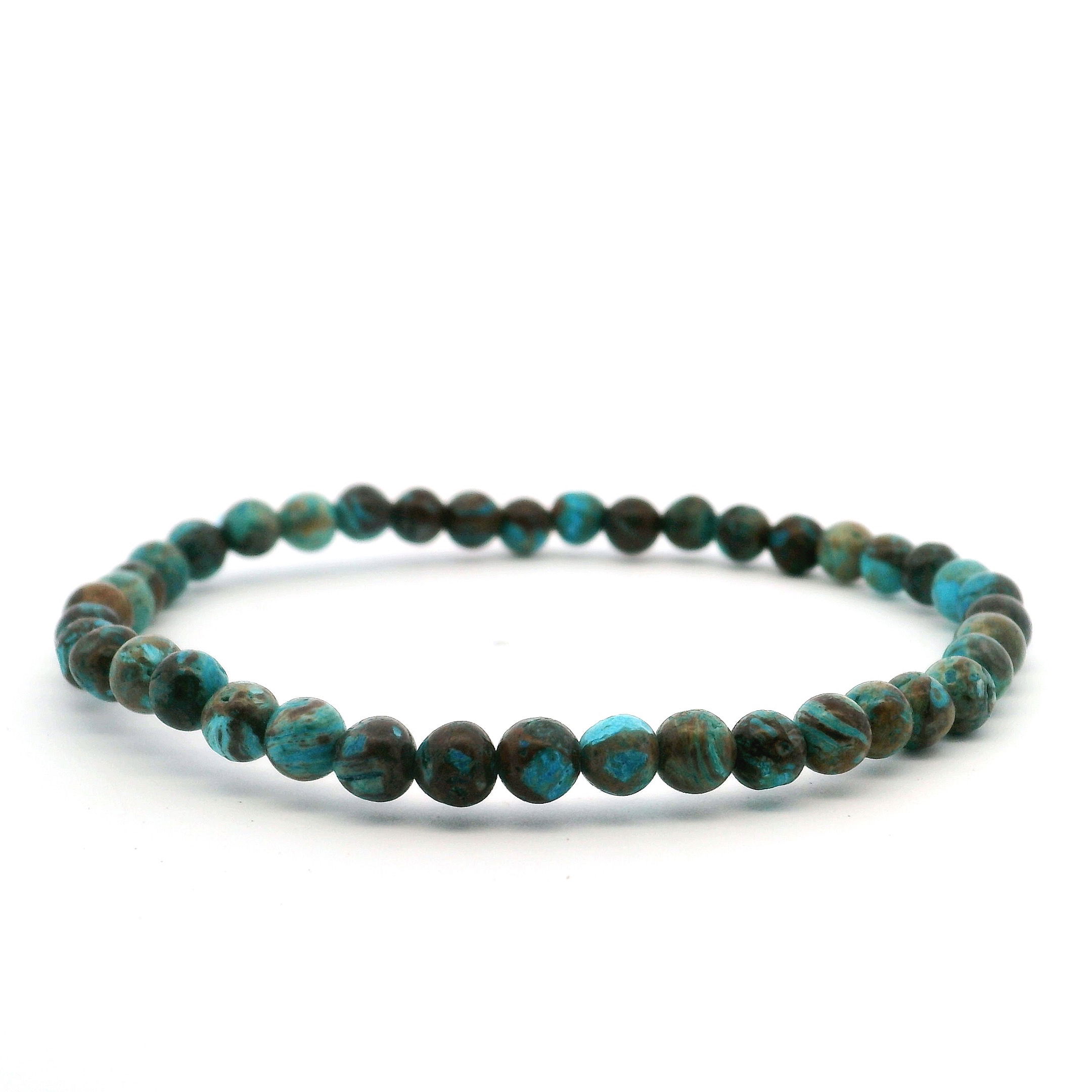 Chrysocolla Beaded Bracelet - 4mm Rounds
