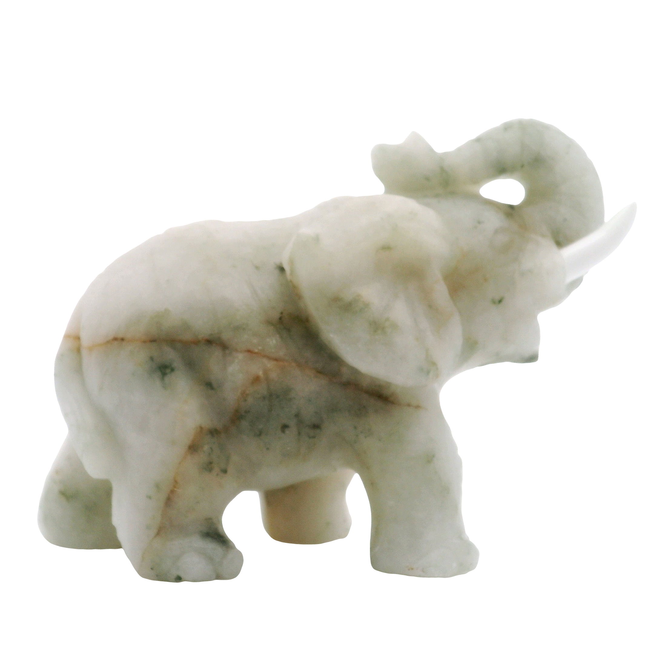 Elevate your space with this exquisite Moss Agate Elephant Carving, featuring striking white tusks. Handcrafted from genuine moss agate, each sculpture boasts unique green and earthy patterns, symbolizing growth and abundance. The delicate white tusks provide a beautiful contrast, highlighting the elephant’s gentle yet majestic form. Perfect for collectors, spiritual spaces, or as a thoughtful gift, this agate elephant brings tranquility, luck, and nature’s beauty into your home. Ideal for anyone who cherishes unique sculptures, healing stones, or meaningful décor. Moss Agate Elephant Carving with White Tusks