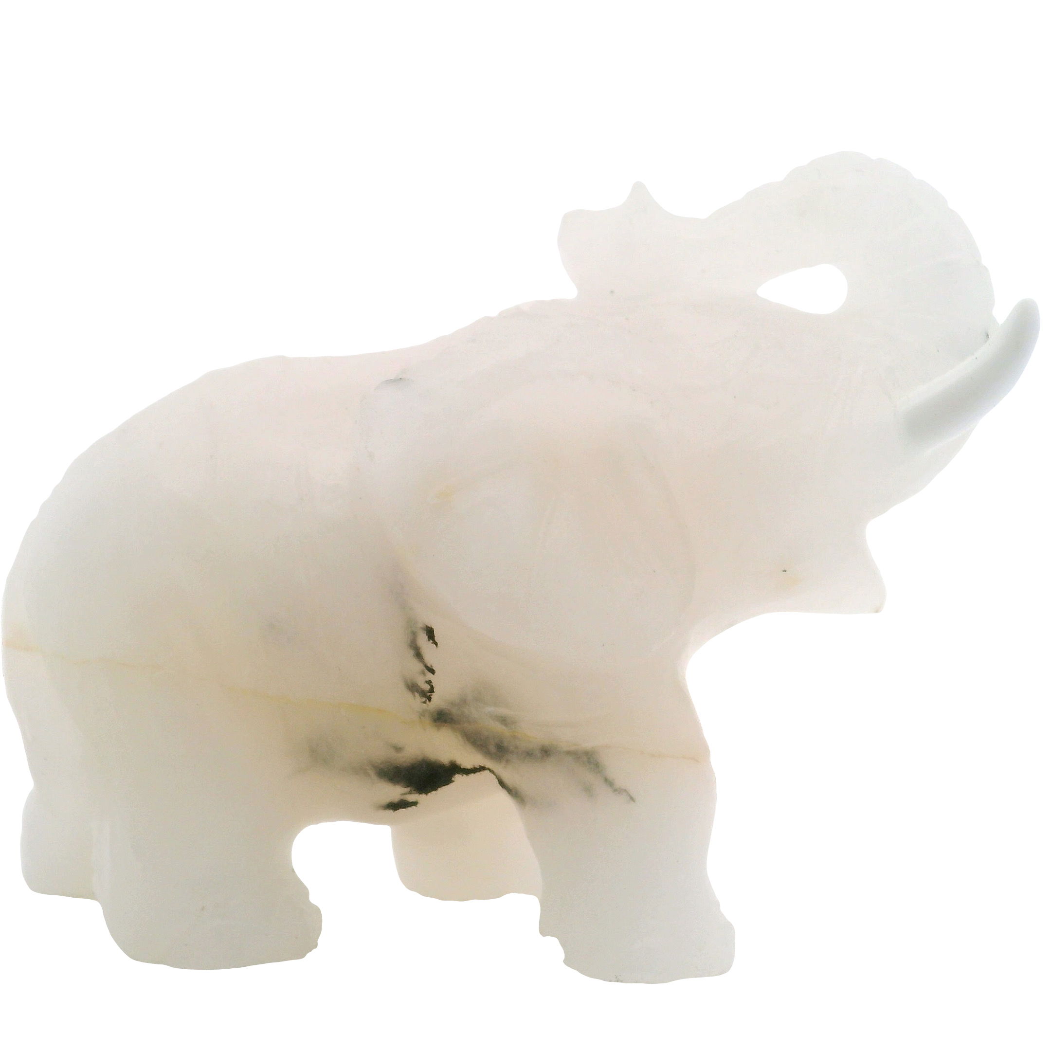 Elevate your space with the captivating charm of this Quartz Elephant Carving, featuring delicately crafted white tusks. Each sculpture is meticulously handcrafted from genuine quartz, showcasing natural variations and clarity that make every piece unique. A symbol of wisdom and strength, this elegant elephant serves as a thoughtful gift or a striking addition to your home décor. Quartz Elephant Carving with White Tusks