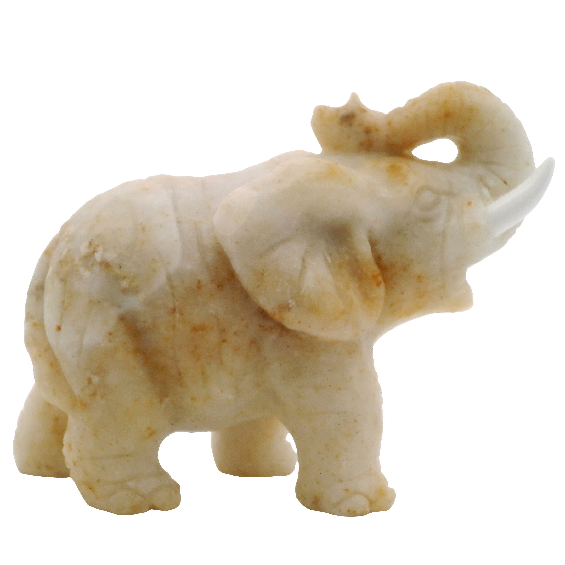 Elevate your space with the timeless elegance of our Onyx Elephant Carving with White Tusks. Expertly handcrafted from natural onyx stone, each sculpture captures the majestic beauty and wisdom associated with elephants. Delicate white tusks add a striking contrast, emphasizing the skilled artistry behind every piece. Perfect as a distinctive addition to your home décor, a meaningful gift, or a prized collectible, this onyx elephant brings a touch of sophistication and cultural charm to any setting. Onyx Elephant Carving with White Tusks