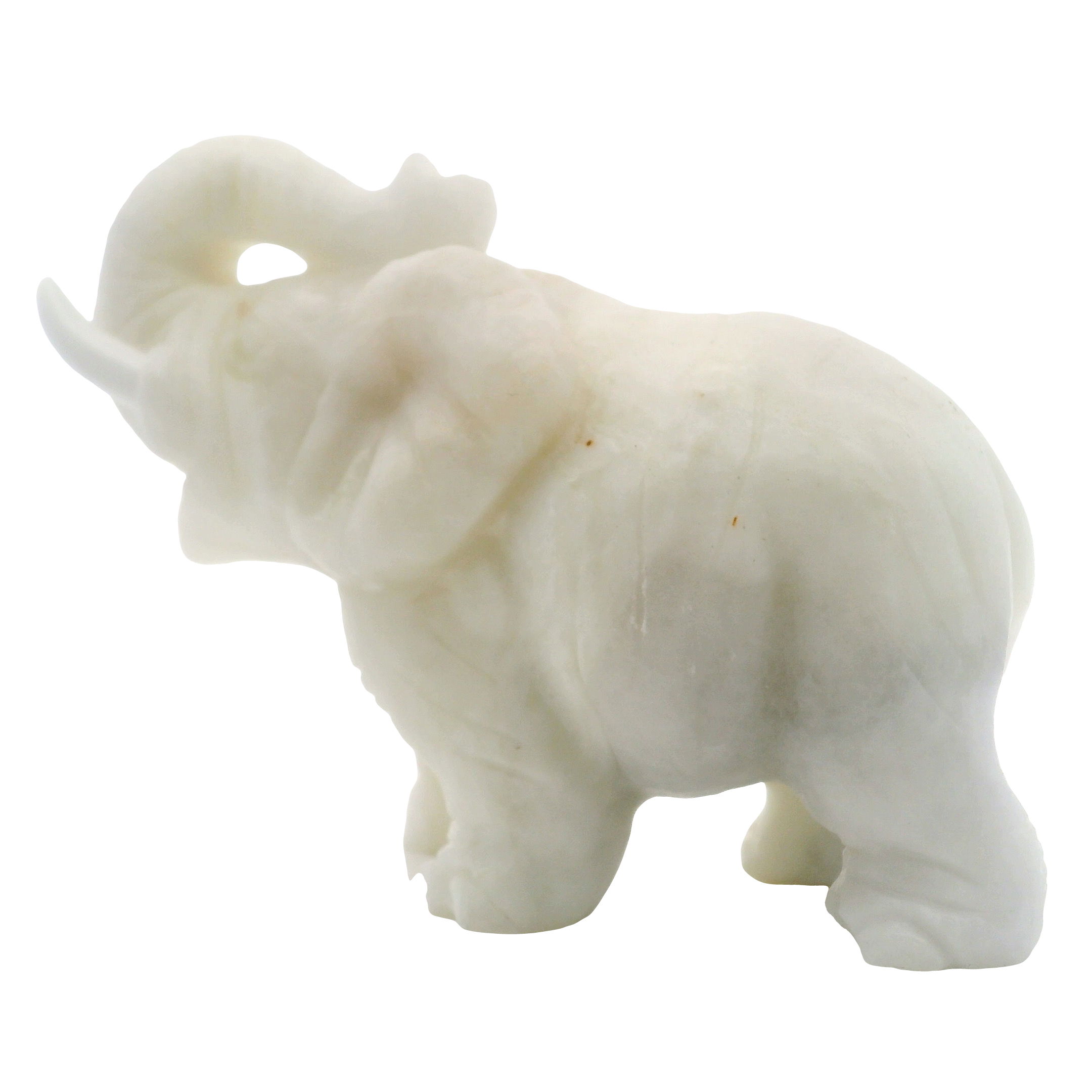 Elevate your decor with this exquisite White Onyx Elephant Carving, masterfully sculpted to showcase the natural beauty and translucence of premium onyx stone. Featuring delicately detailed white tusks, this elegant piece blends timeless craftsmanship with the majestic symbolism of the elephant—bringing prosperity, strength, and good fortune to your home or office. Perfect as a unique gift or a stunning addition to your collection of sculptures and carvings, this onyx elephant radiates sophistication and tranquility, making it a truly captivating accent for any space. White Onyx Elephant Carving with White Tusks