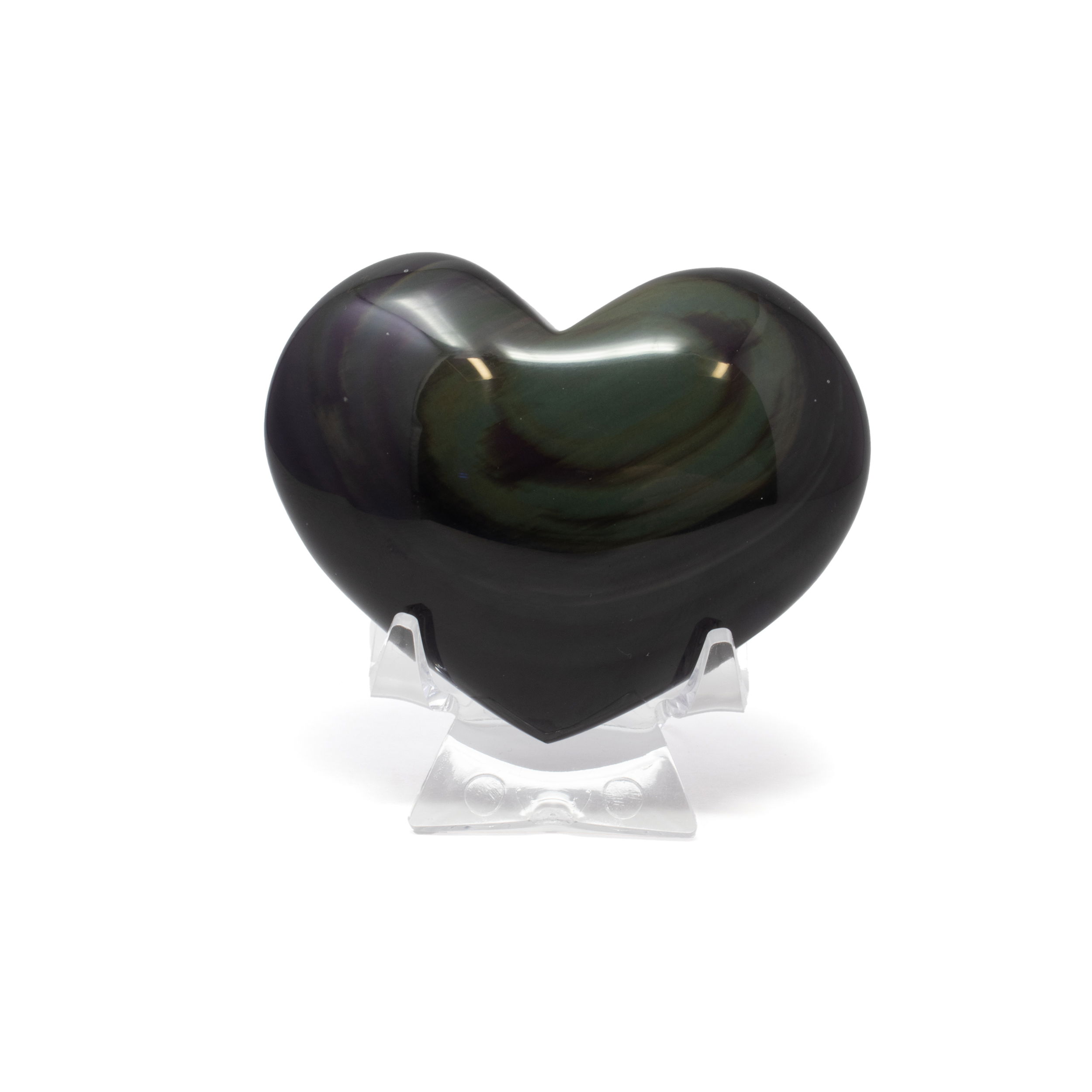 Rainbow Obsidian Heart on Lucite Stand