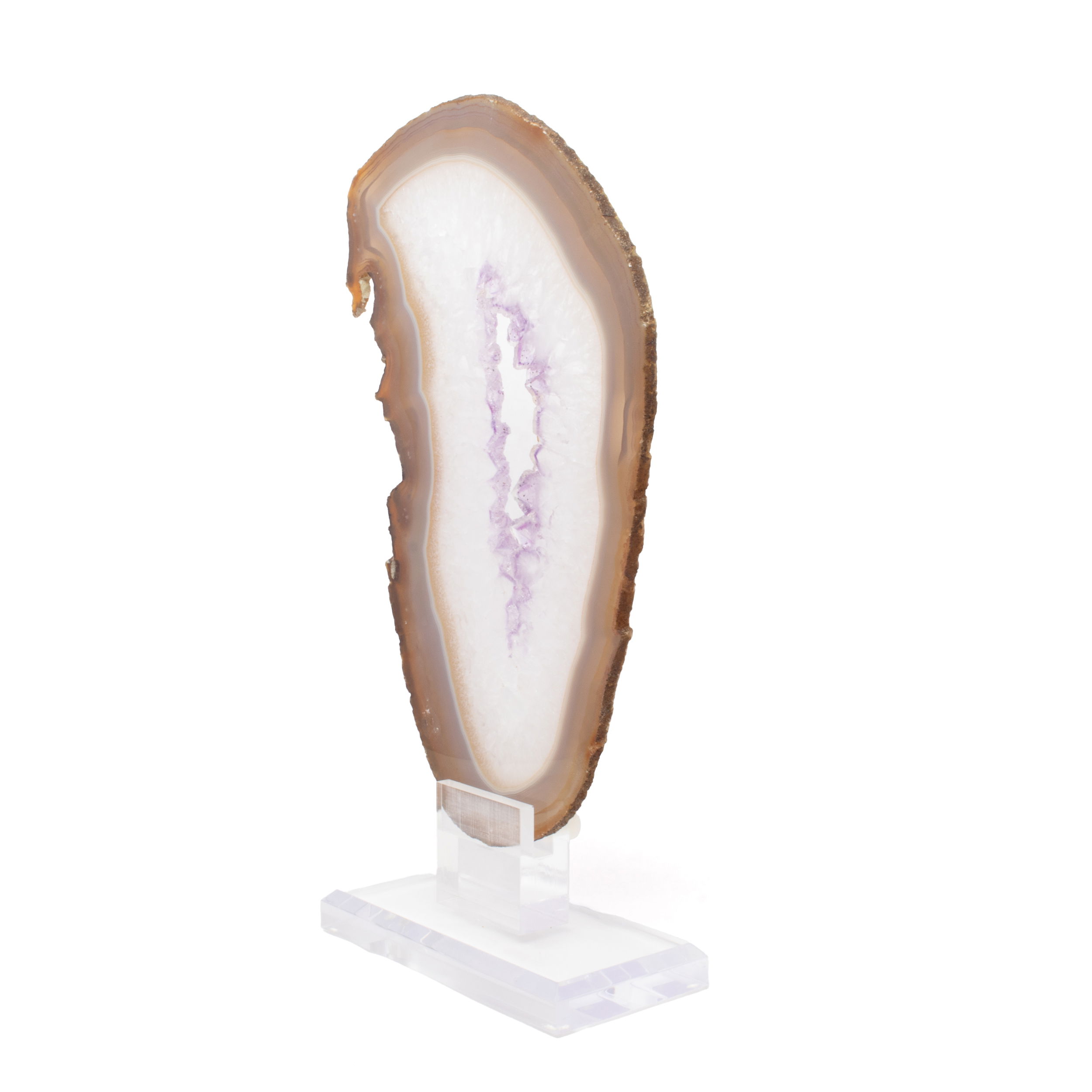 Amethyst & Carnelian Agate Slice on Acrylic Screw Stand
