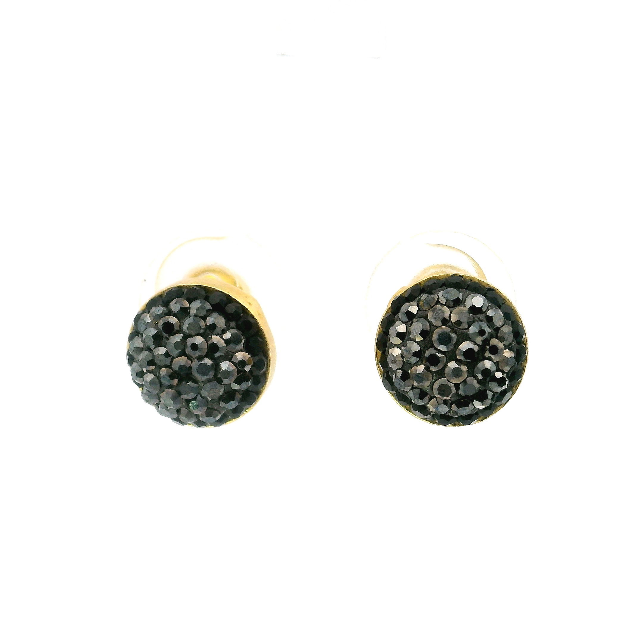 Amethyst Stud/Dangle Earrings - Convertible from Dangle to Stud - Amethyst Druze Core with Marcasite & Black Swarovski Crystals & Gold Vermeil over 925 Sterling Silver