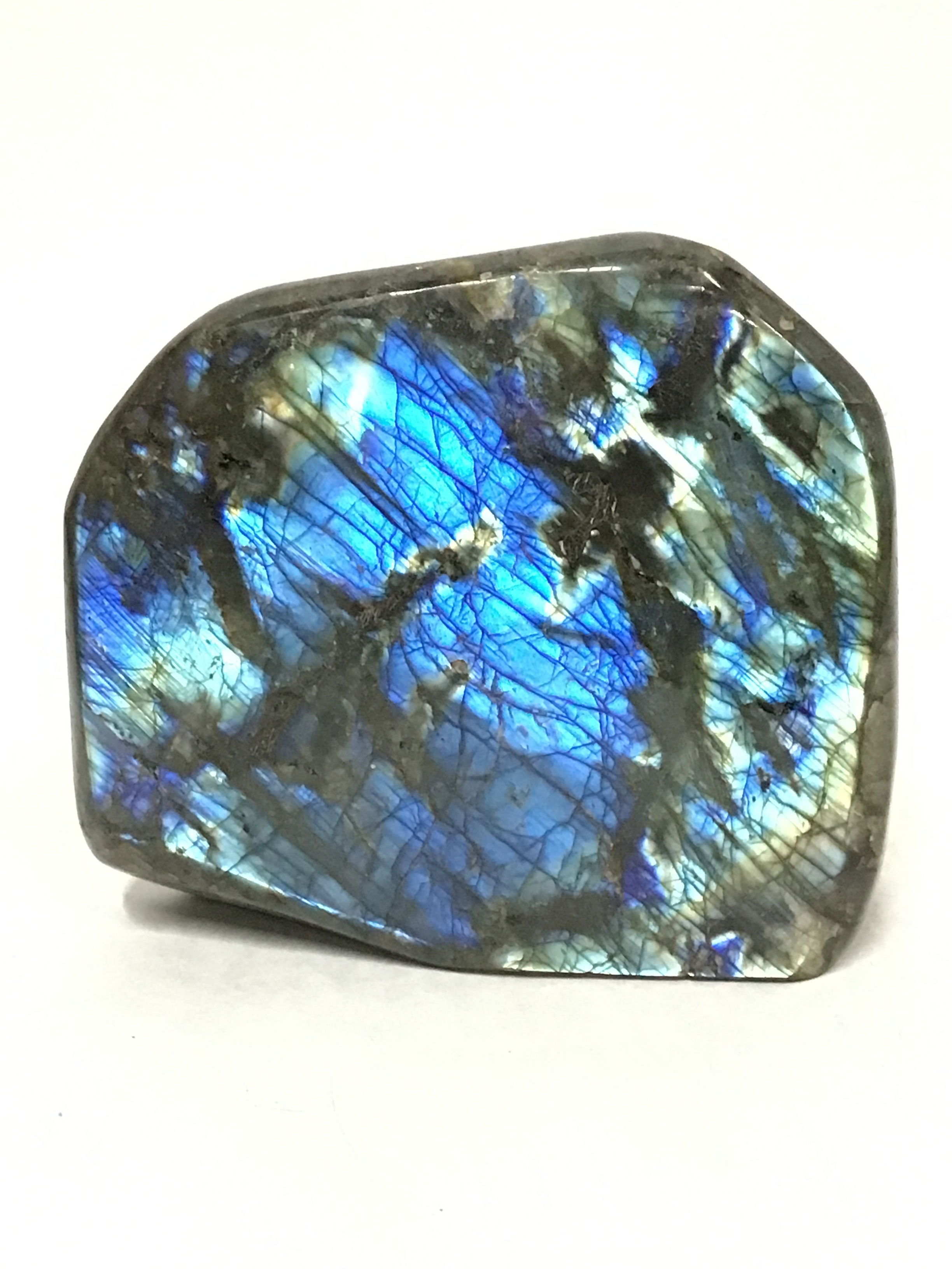 Elevate your space with the enchanting beauty of our Labradorite Freeform Polished With Cut Base from Madagascar. This captivating crystal features vibrant flashes of blue, green, and gold, expertly polished to reveal its natural iridescence. Perfect for collectors, healers, or anyone seeking a touch of magic, the sturdy cut base allows for effortless display on any surface. Unique to Madagascar, each piece is one-of-a-kind, making it a stunning focal point for your home, office, or meditation area. Labradorite Freeform Polished With Cut Base From Madagascar