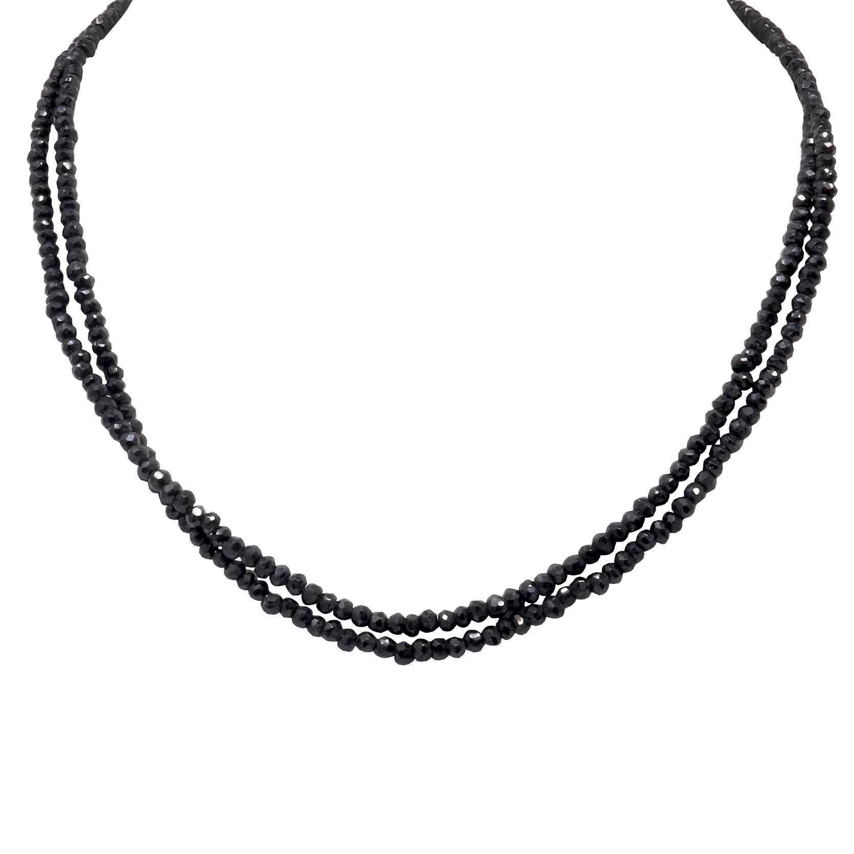 Black Spinel Beaded Chain -Double Strand