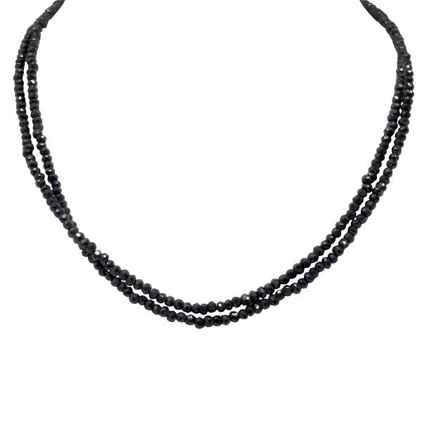 Closeup photo of Black Spinel Beaded Chain -Double Strand