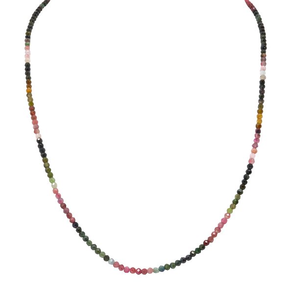 Closeup photo of Multi-color Tourmaline Beaded Necklace -Single Strand