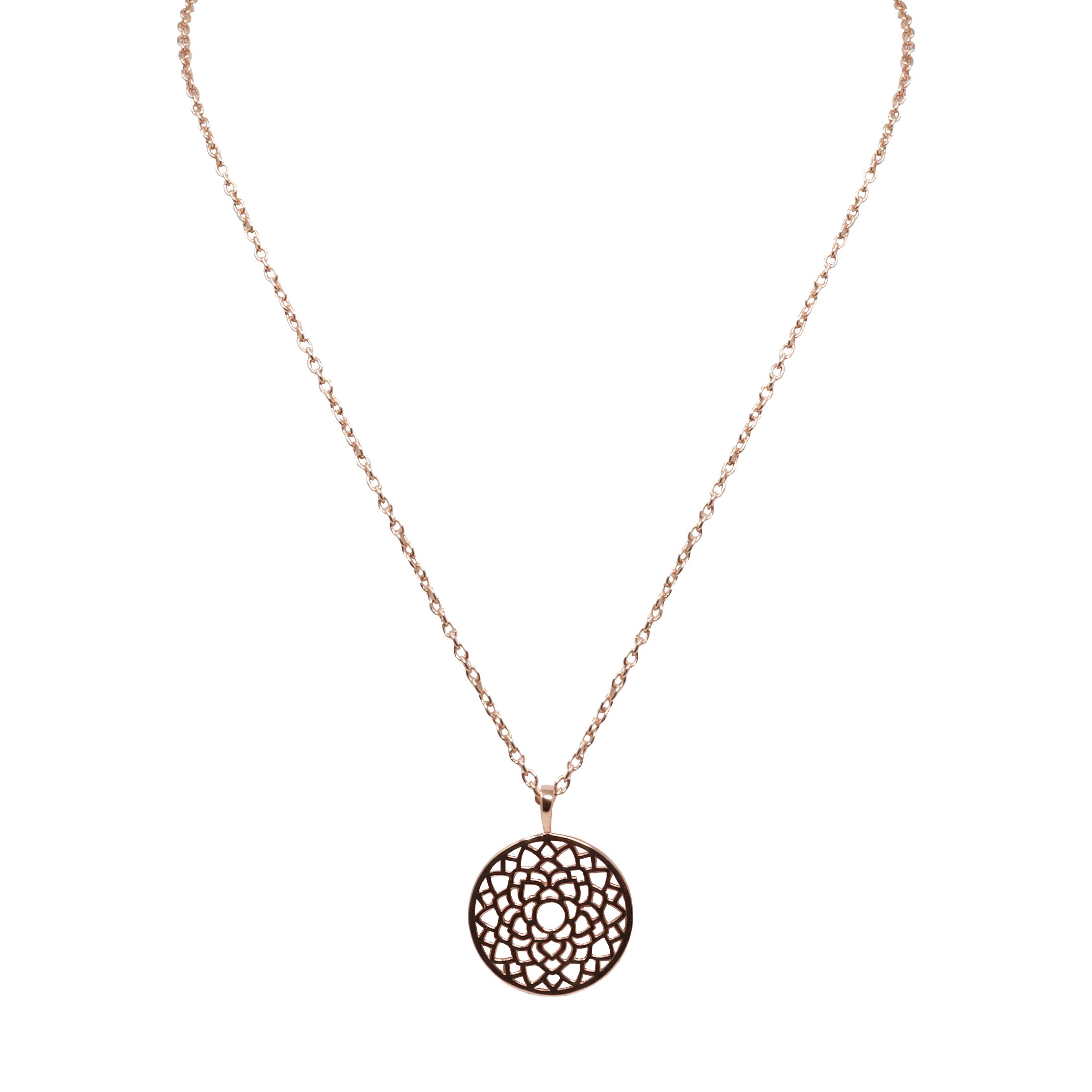 Sterling Silver Rose Gold Overlay Crown Chakra Necklace - Sacred Geometry