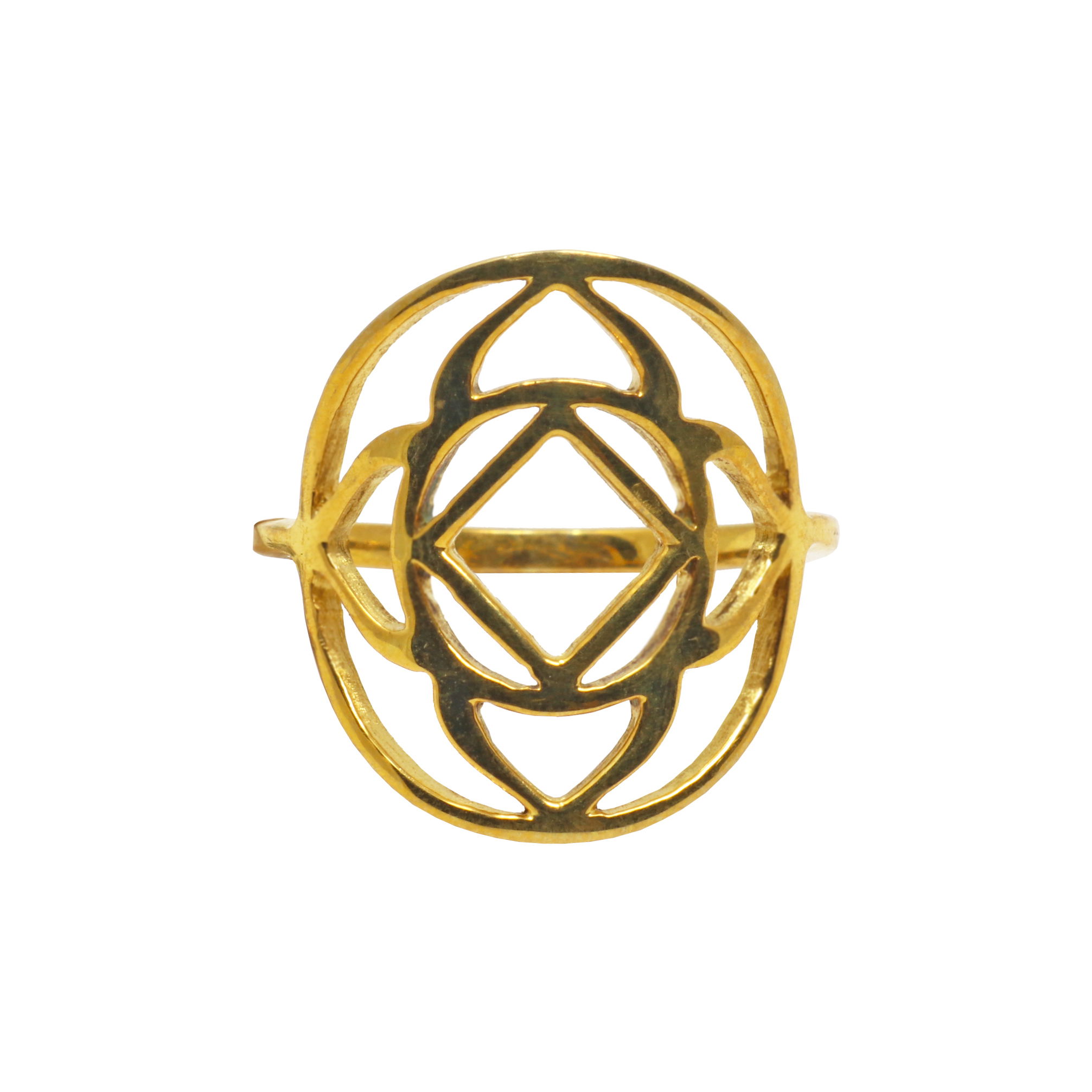 Silver Ring Size 8 - Gold Overlay Base Chakra (aka. Root Chakra)