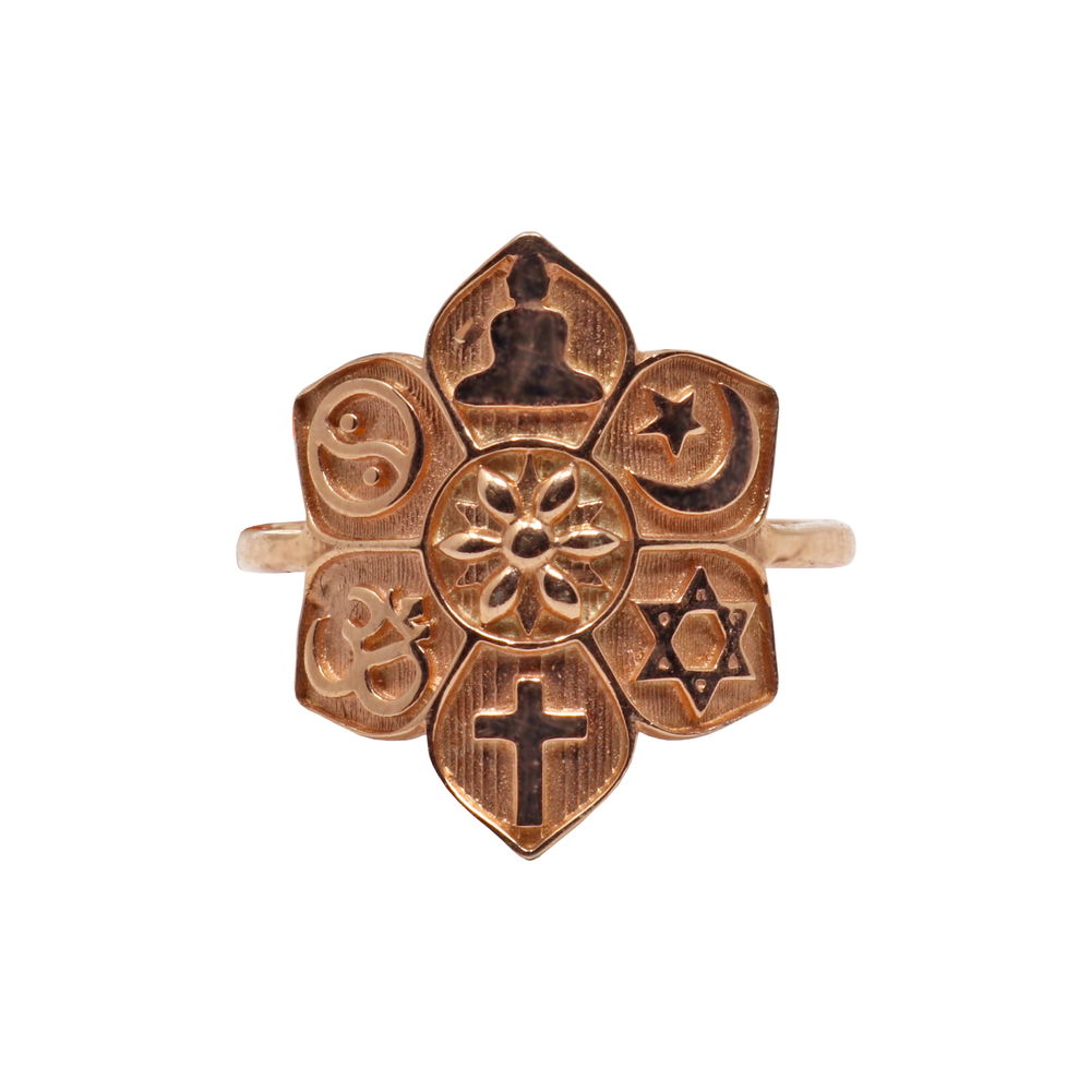 Shot of Silver Ring Size 6 Rose Gold Overlay Coexist/ Harmony Flower