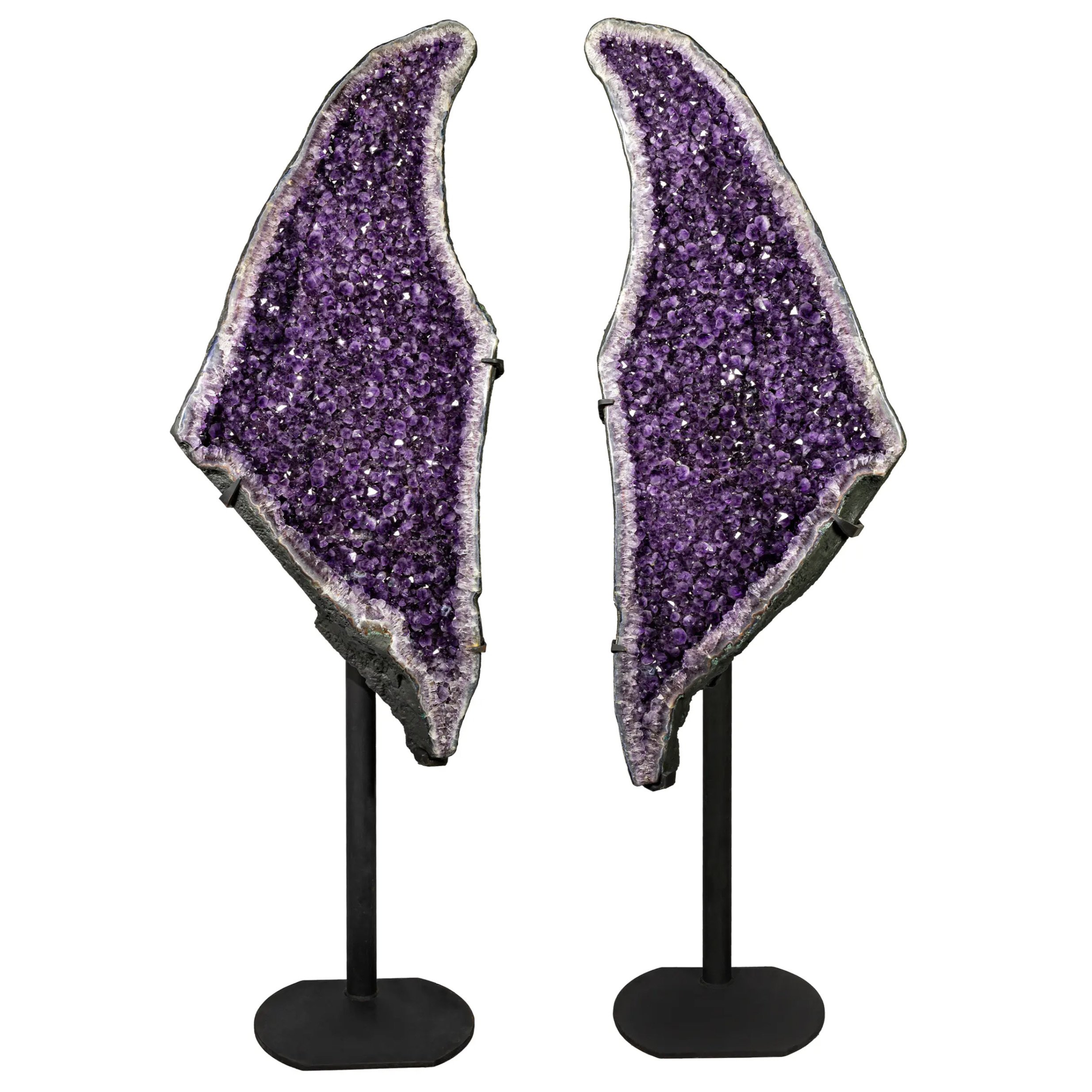 Amethyst Geode Pair On Fitted Separate Stands