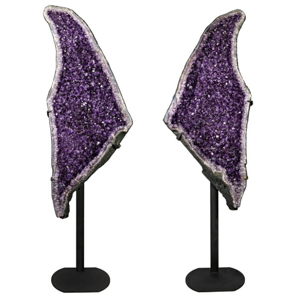 Closeup photo of Amethyst Geode Pair On Fitted Separate Stands