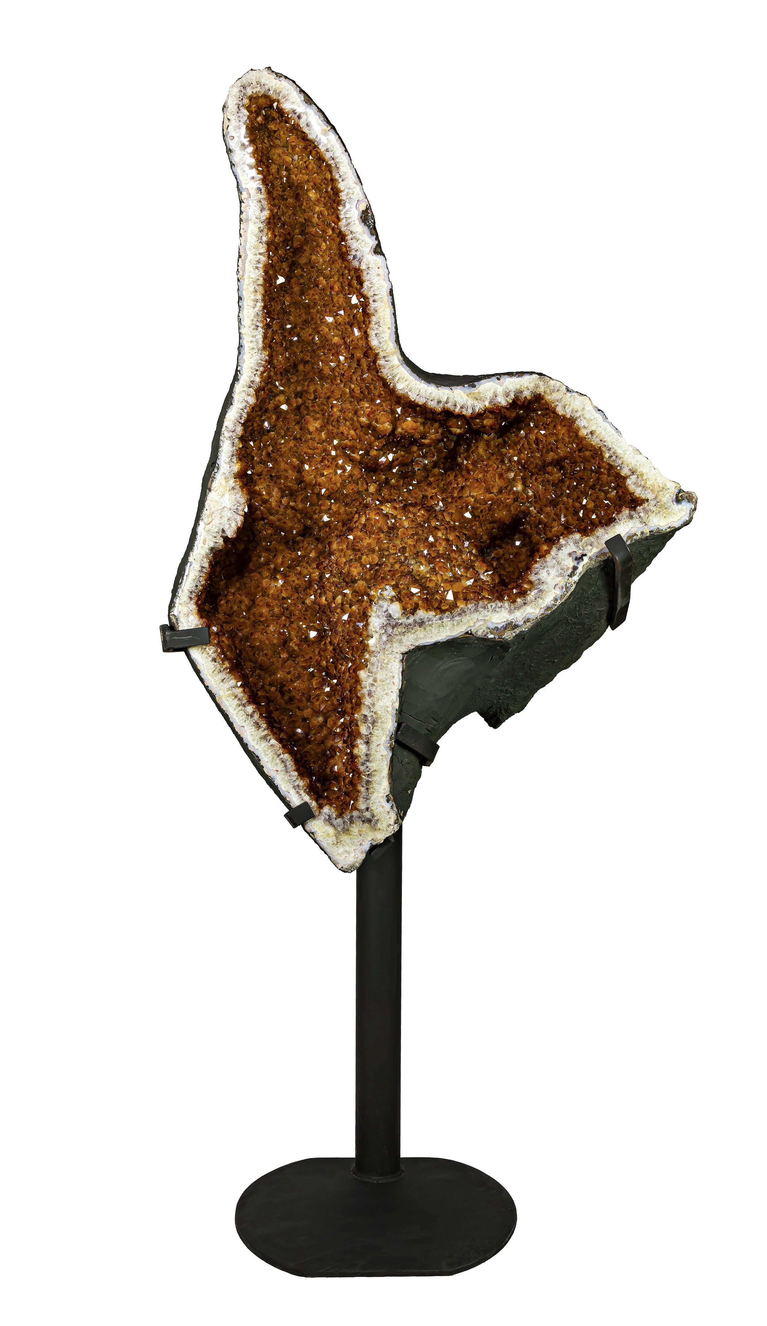 Citrine Geode Pair On Fitted Separate Stands