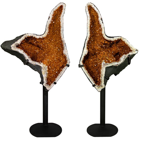 Closeup photo of Citrine Geode Pair On Fitted Separate Stands