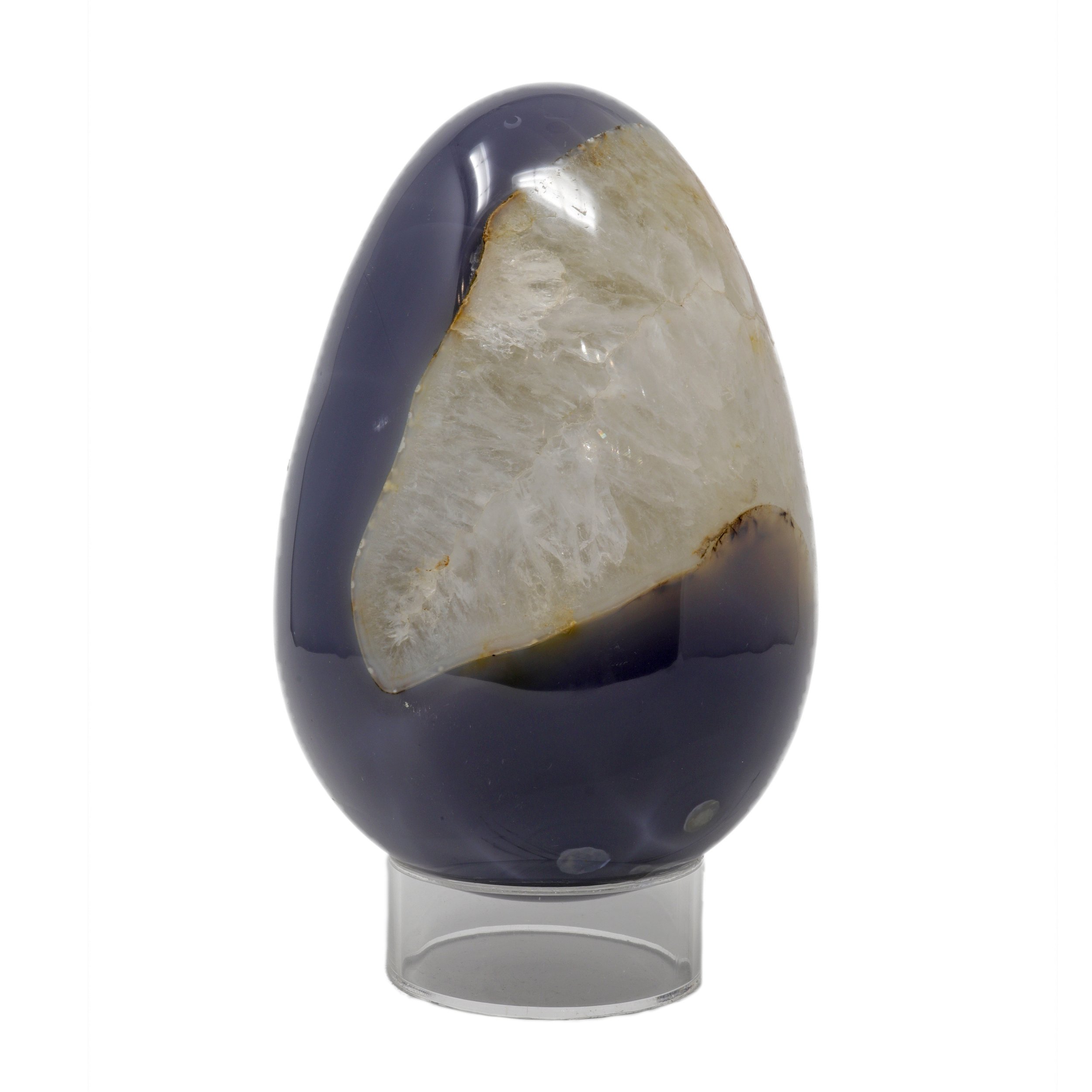 Agate Egg -Jean Blue With Quartz Band And Iron Inclusion