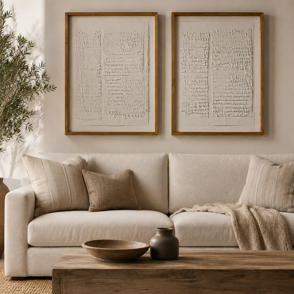 MasonArt Old Bricks w/ White Oak Frame Set of 2. Ready to Hang. 33” x 25” or Custom made to order in your size