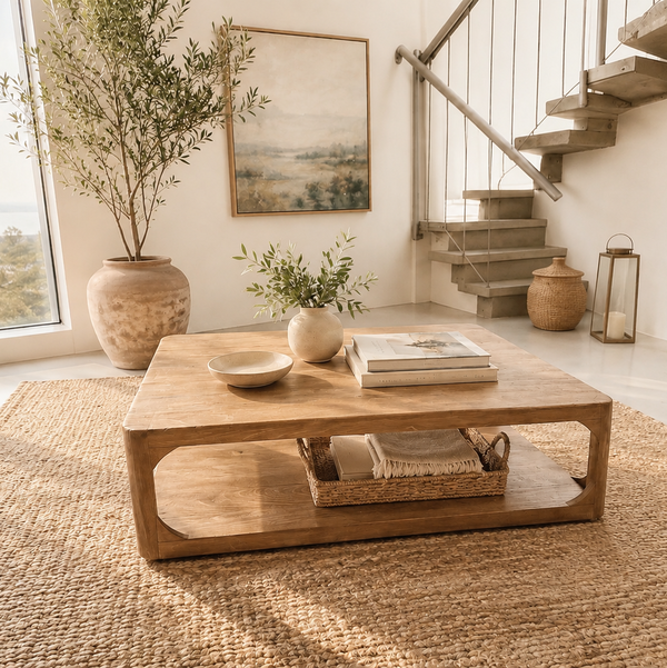 Restoration Hardware Trieste 46" Rectangular Coffee Table in Greige Oak