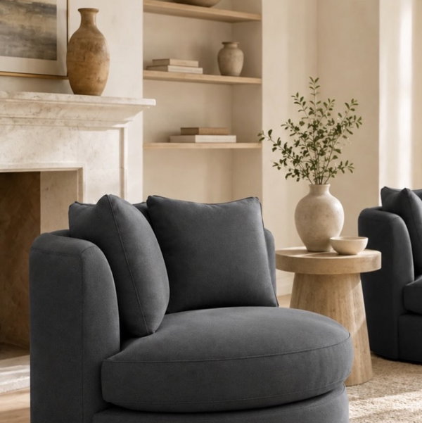 Room & Board Eos swivel Chair in Derry Charcoal