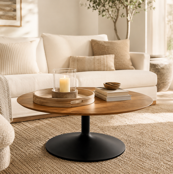 Room & Board Aria 36" Round Coffee Table walnut/Black