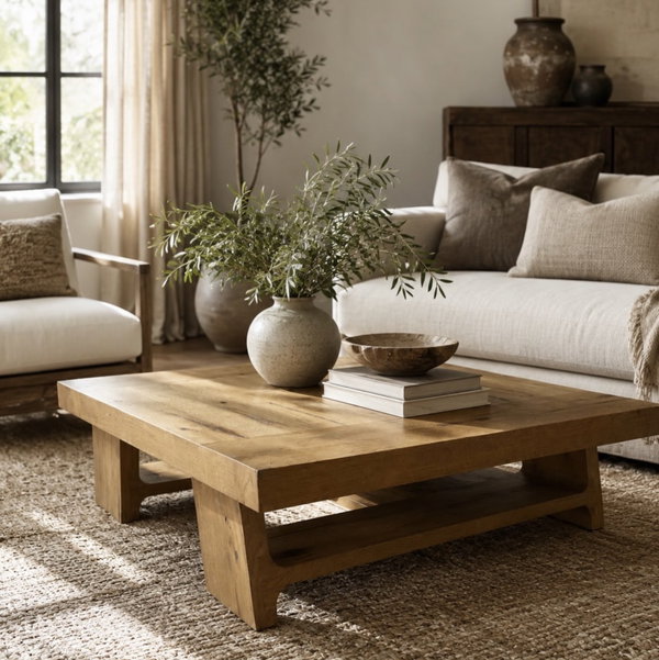 Restoration Hardware Drifted Reclaimed Oak Plank Coffee Table