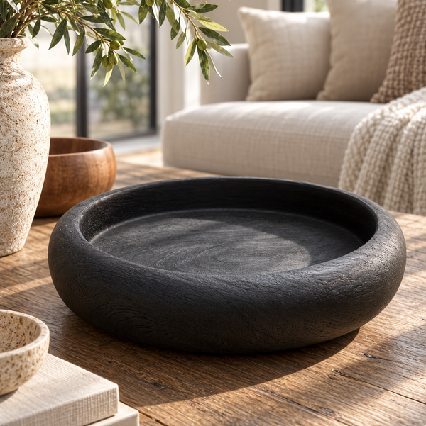 CB2 17.5” Black Vinyl Wood Pot