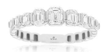 14KWG 9 EMERALD CUT DIAMONDS 1.00CT GRADUATED STACKABLE BAND