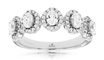14KWG 5 OVAL & 70 BR DIAMONDS 1.00CT HALO BAND