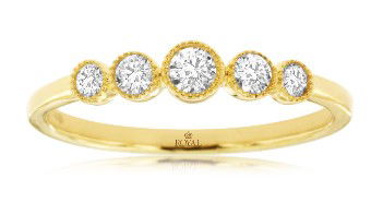 14KYG 5 BR DIAMONDS 0.27CT MILGRAIN BEZEL SET BAND
