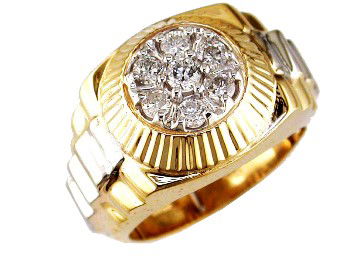 14KYG/WG 7 BR DIAMONDS 0.70CT "ROLEX INSPIRED" MEN'S FASHION RING 14KYG/WG 7 BR DIAMONDS 0.70CT "ROLEX INSPIRED" MEN'S FASHION RING