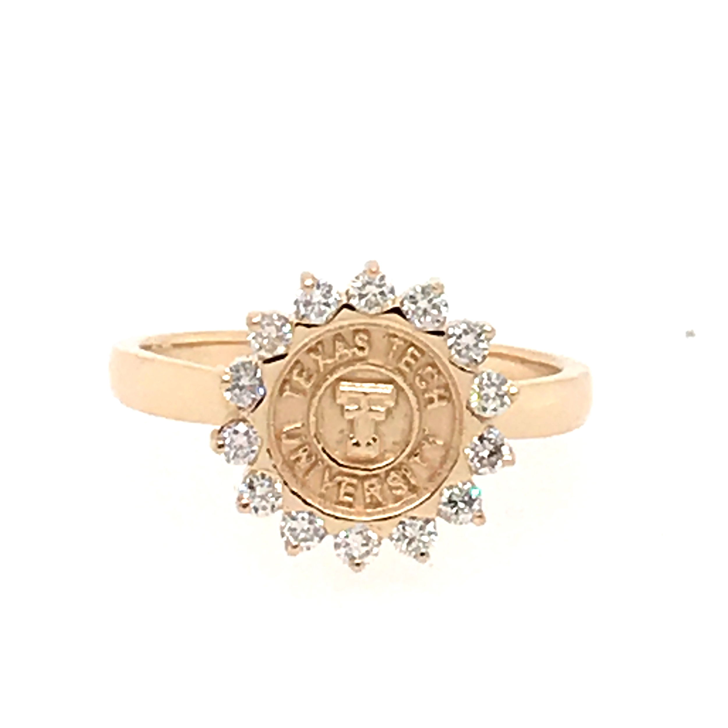 14K YG 14 BR LAB GROWN DIA'S 0.28CT LADIES HALO RING FOR 8MM COIN