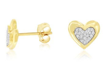 14KYG 42 SC DIAMONDS 0.15CT "PAVE" POLISHED HEART STUD EARRINGS 14KYG 42 SC DIAMONDS 0.15CT "PAVE" POLISHED HEART STUD EARRINGS