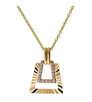 14KYG 15 BR DIAMONDS 0.17CT DIAMOND CUT FASHION PENDANT W/18" CABLE CHAIN